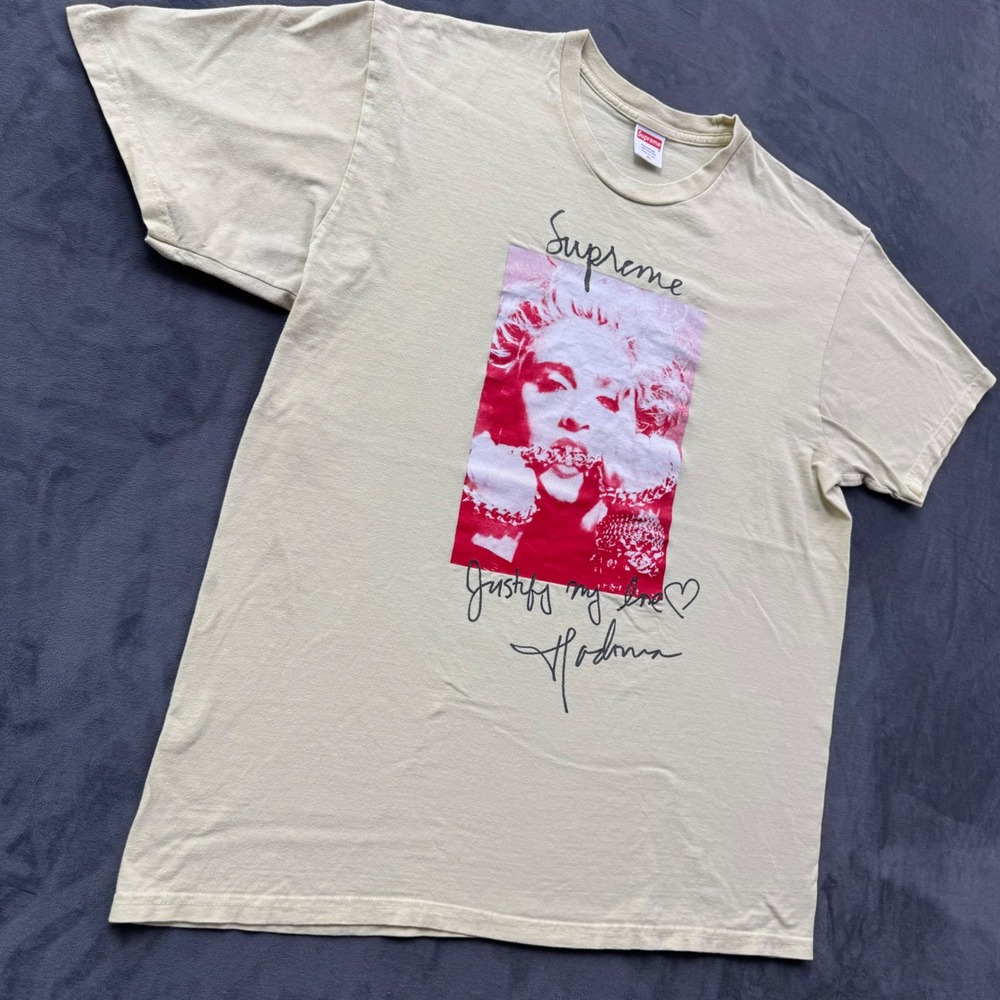 Supreme Madonna Tee FW18 Tan Justify My Love Graphic T-Shirt XL - Picture 5 of 8